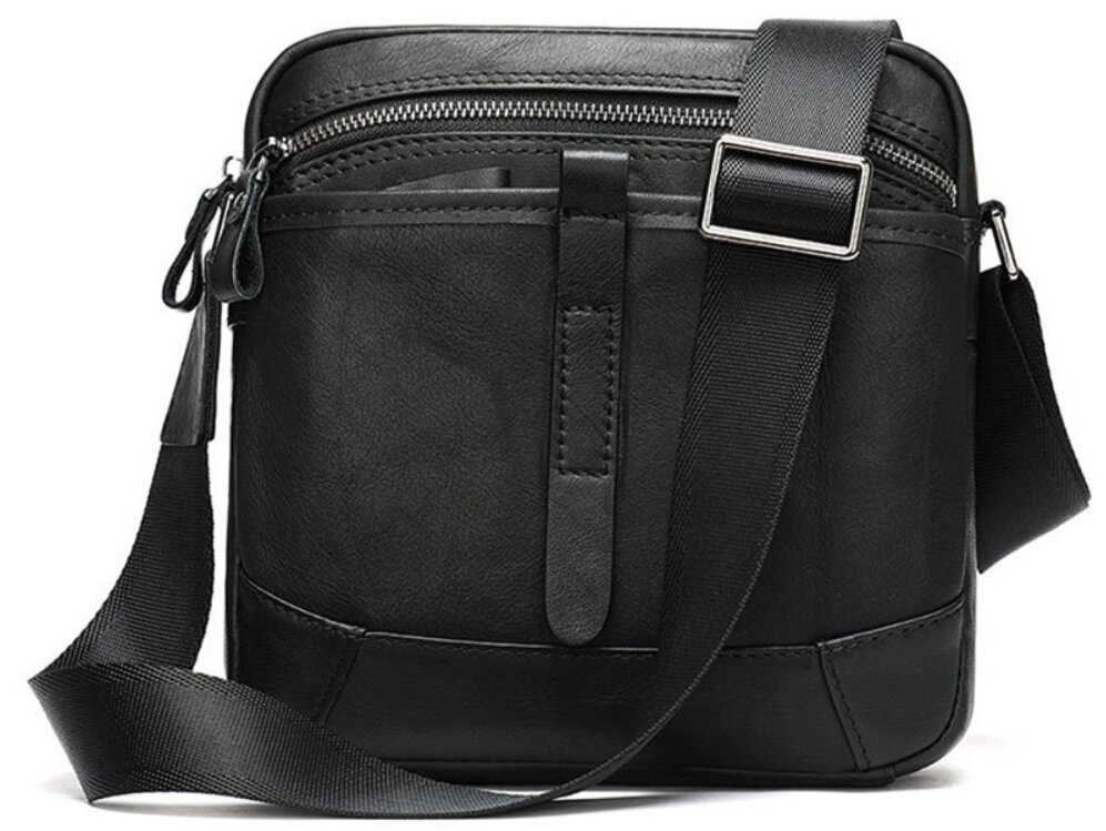 Компактна сумка через плече зі шкіри Vintage 20034 Чорна від компанії Універсальний Інтернет-магазин POPULAR - фото 1