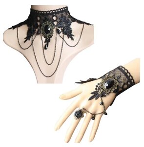 Комплект жіночий ажурний чокер із браслетом у стилі стимпанк [1700763] Fashion Jewelry