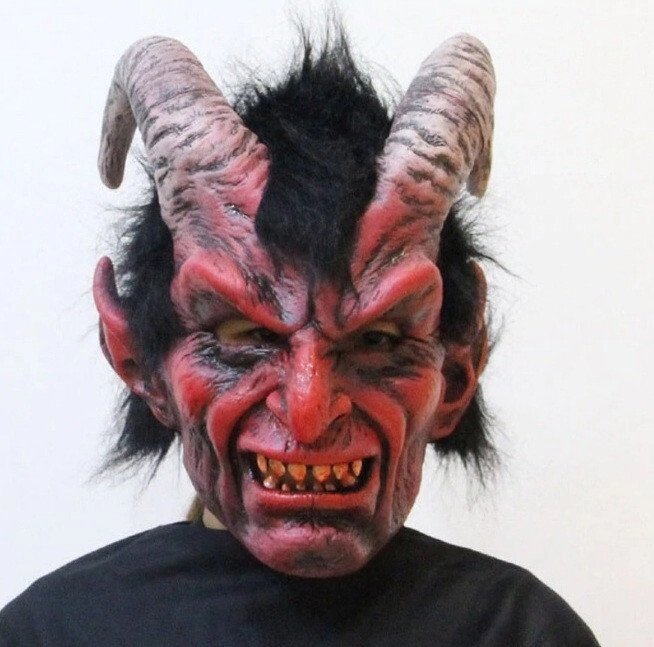 Маска Люцифера (демона) з рогами з латексу ручної роботи MOCODAR від компанії Універсальний Інтернет-магазин POPULAR - фото 1