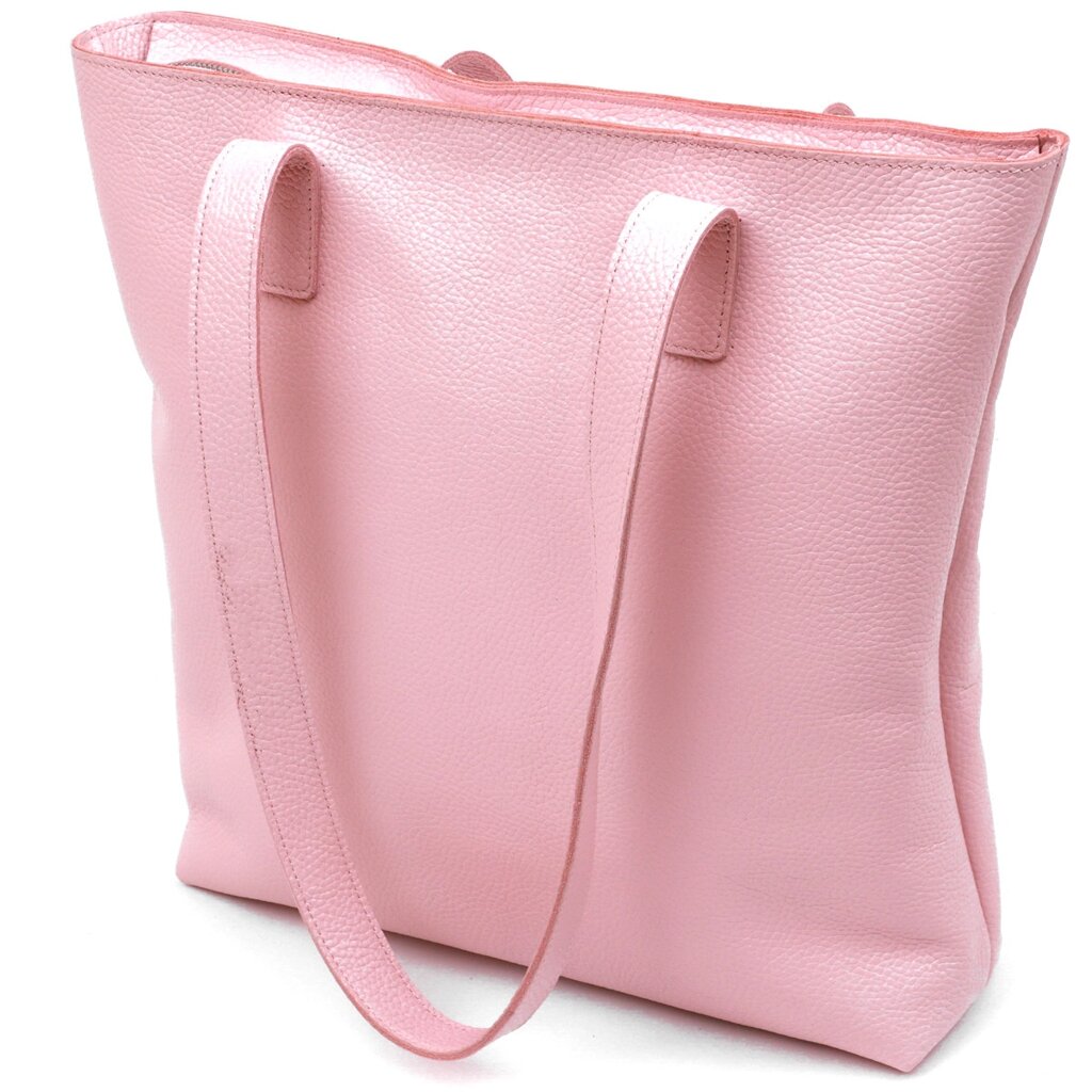Містка шкіряна жіноча сумка-шопер Shvigel 16356 Рожевий від компанії Універсальний Інтернет-магазин POPULAR - фото 1
