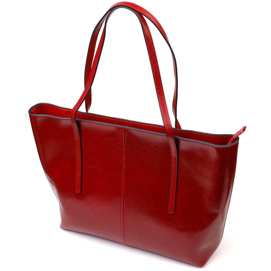 Містка сумка шопер із натуральної шкіри 22076 Vintage Бордова від компанії Універсальний Інтернет-магазин POPULAR - фото 1