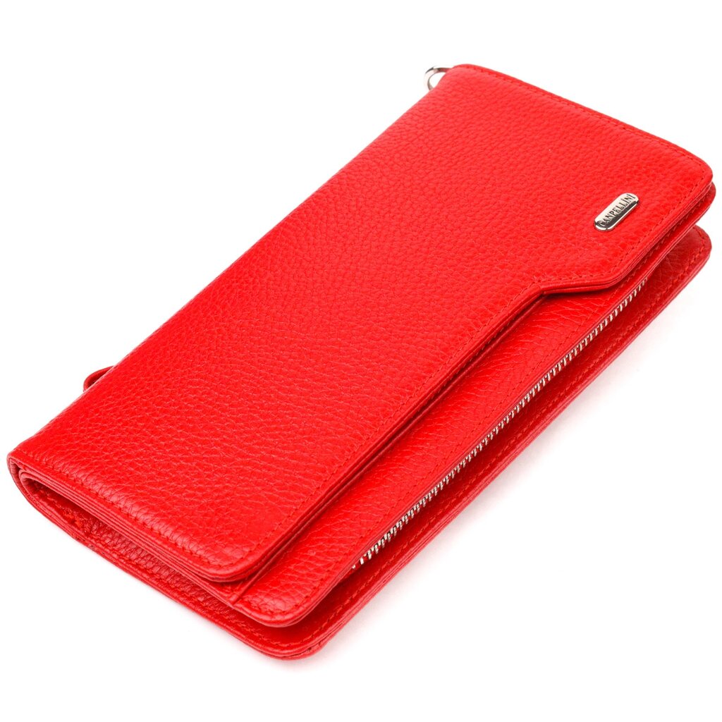 Містке жіноче портмоне клатч із натуральної шкіри CANPELLINI 21535 Червоне від компанії Універсальний Інтернет-магазин POPULAR - фото 1