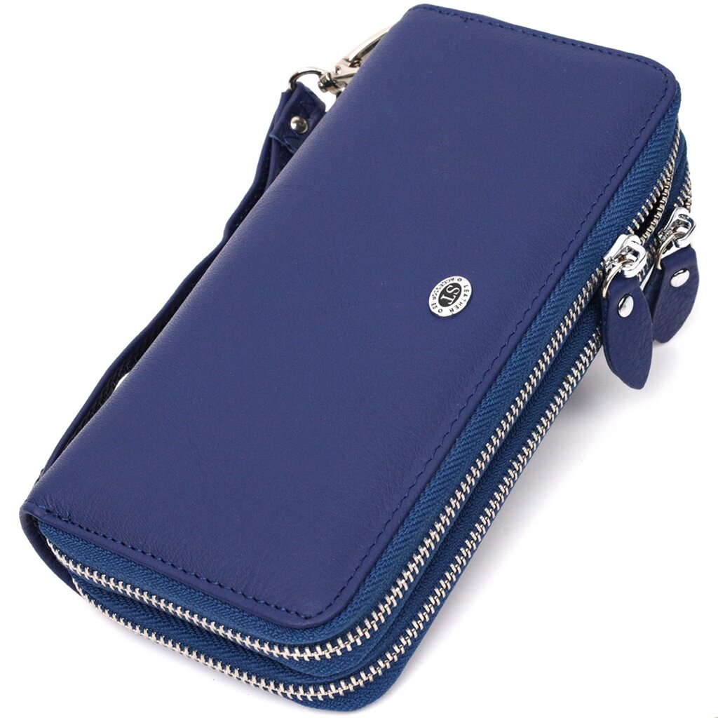 Місткий жіночий гаманець-клатч із двома відділеннями на блискавках ST Leather 19431 Синій від компанії Універсальний Інтернет-магазин POPULAR - фото 1
