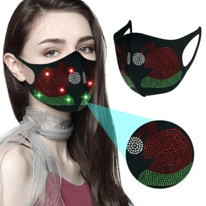 Багаторазова маскарадна маска для захисту обличчя зі стразами жіноча 19*13 см. J&H Garment Stile: C