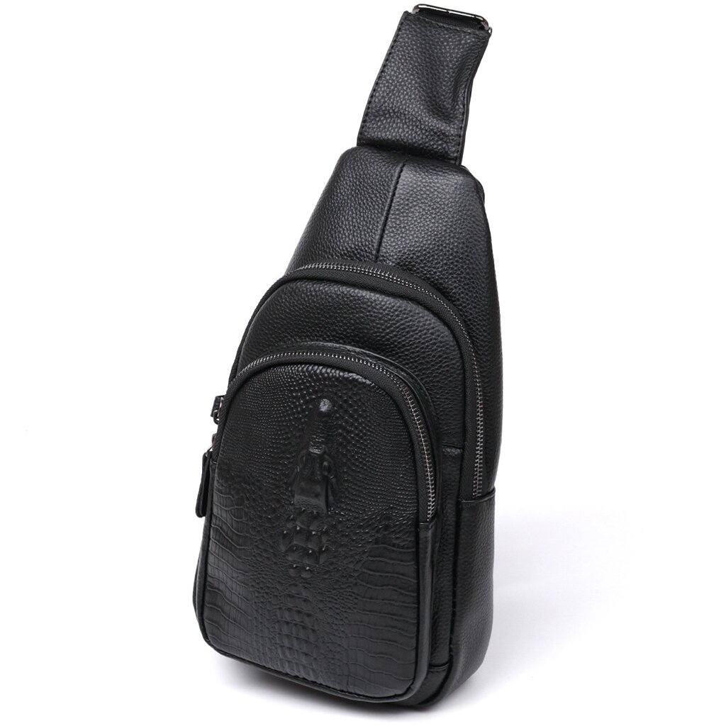 Модна шкіряна чоловіча сумка через плече Vintage 20673 Чорний від компанії Універсальний Інтернет-магазин POPULAR - фото 1