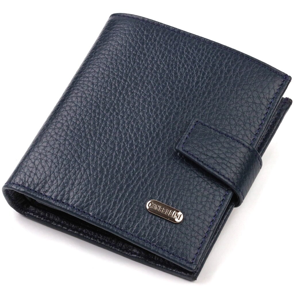 Модний чоловічий гаманець із натуральної зернистої шкіри CANPELLINI 21746 Синій від компанії Універсальний Інтернет-магазин POPULAR - фото 1