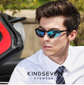 Чоловічі сонцезахисні окуляри для водіїв Спорт з поляризованими лінзами N9121 KINGSEVEN DESIGN Чорний/Червоний