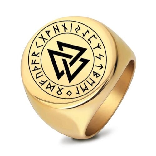 Чоловічий перстень-символ із нержавіючої сталі з гравіюванням Валькнут CG1588-G Vikings