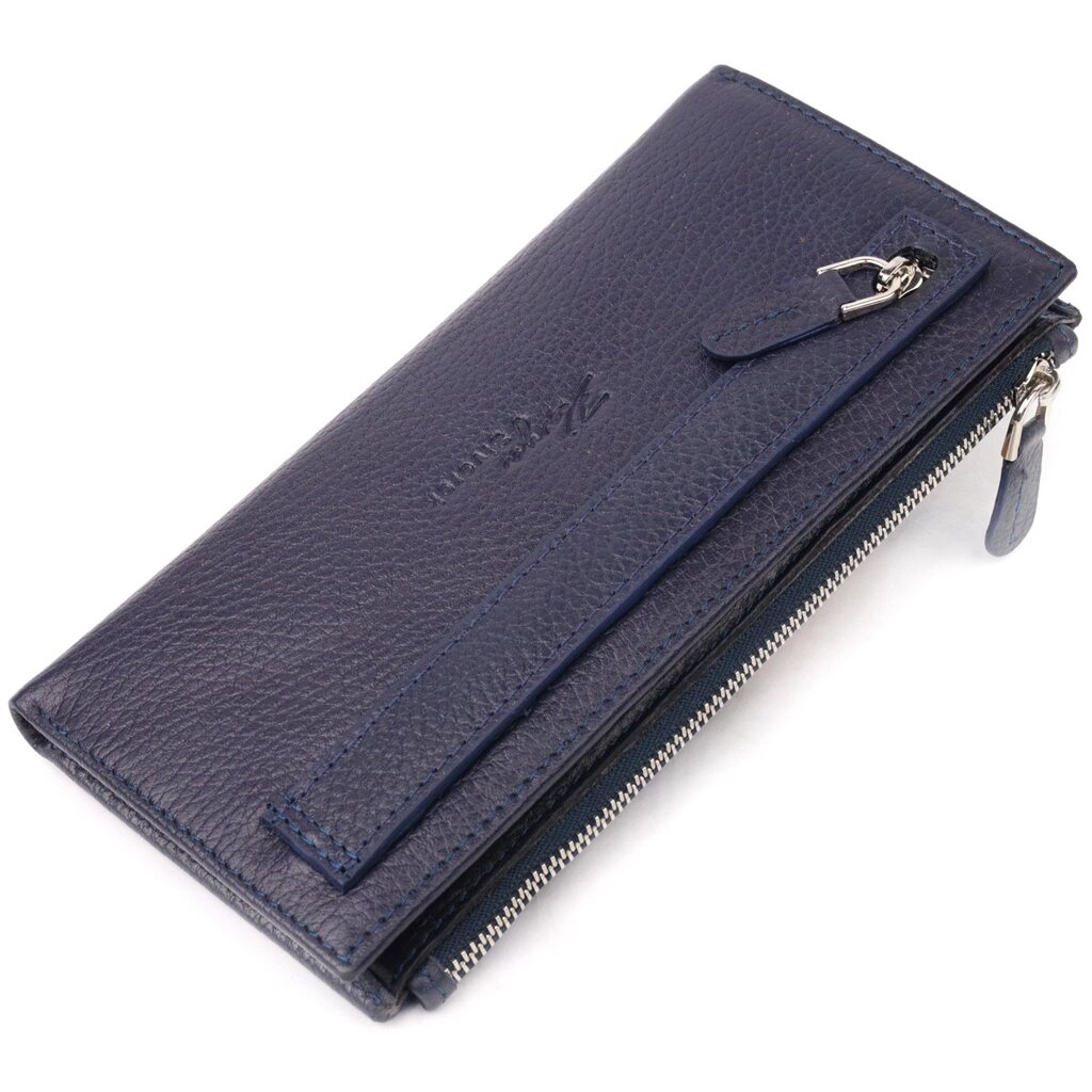 Надійний складаний гаманець із натуральної шкіри KARYA 21130 Синій від компанії Універсальний Інтернет-магазин POPULAR - фото 1
