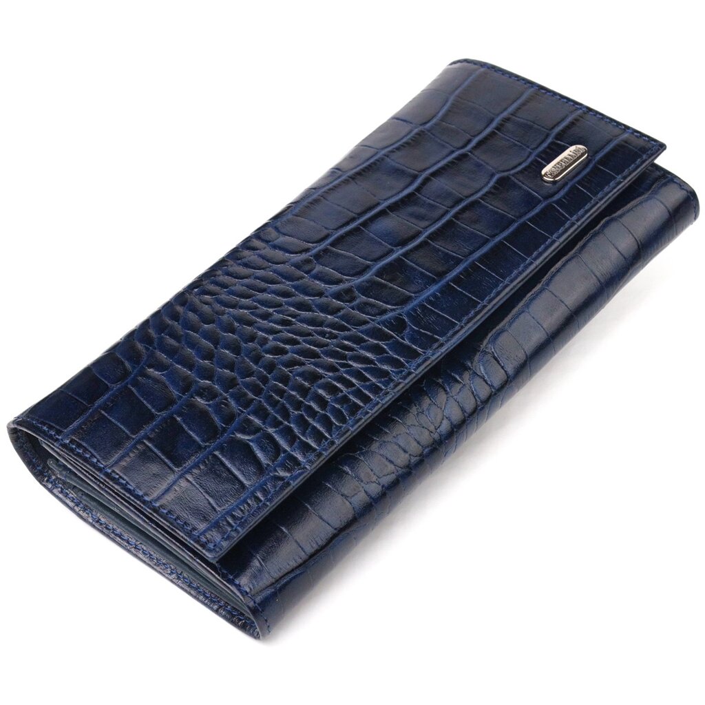 Надійний жіночий гаманець із монетницею з натуральної фактурної шкіри CANPELLINI 21531 Синій від компанії Універсальний Інтернет-магазин POPULAR - фото 1