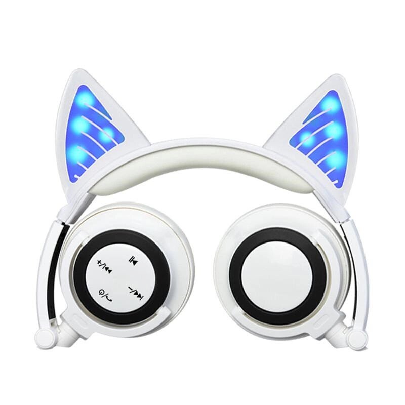 Навушники LINX BL108A Bluetooth навушники з котячими вушками LED Білі від компанії Універсальний Інтернет-магазин POPULAR - фото 1