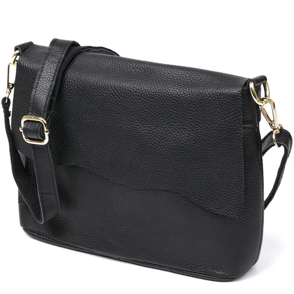 Невелика шкіряна жіноча сумка Vintage 20685 Чорний від компанії Універсальний Інтернет-магазин POPULAR - фото 1
