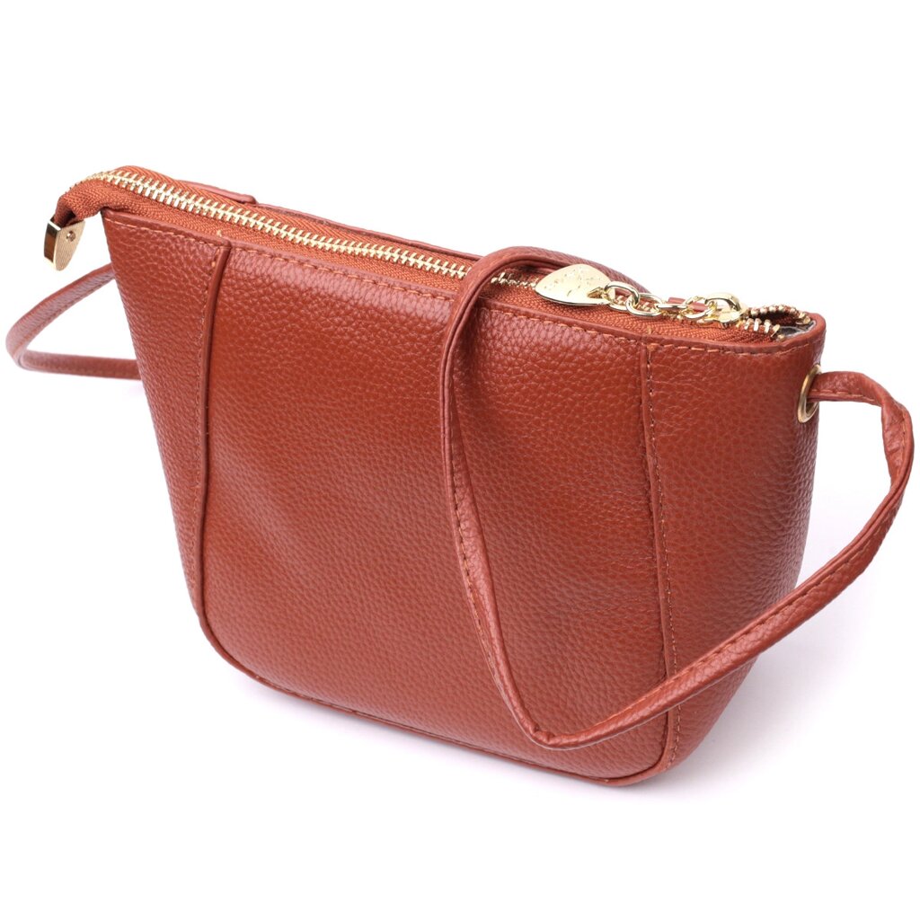 Невелика жіноча сумка через плече з натуральної шкіри Vintage 22300 Коричнева від компанії Універсальний Інтернет-магазин POPULAR - фото 1