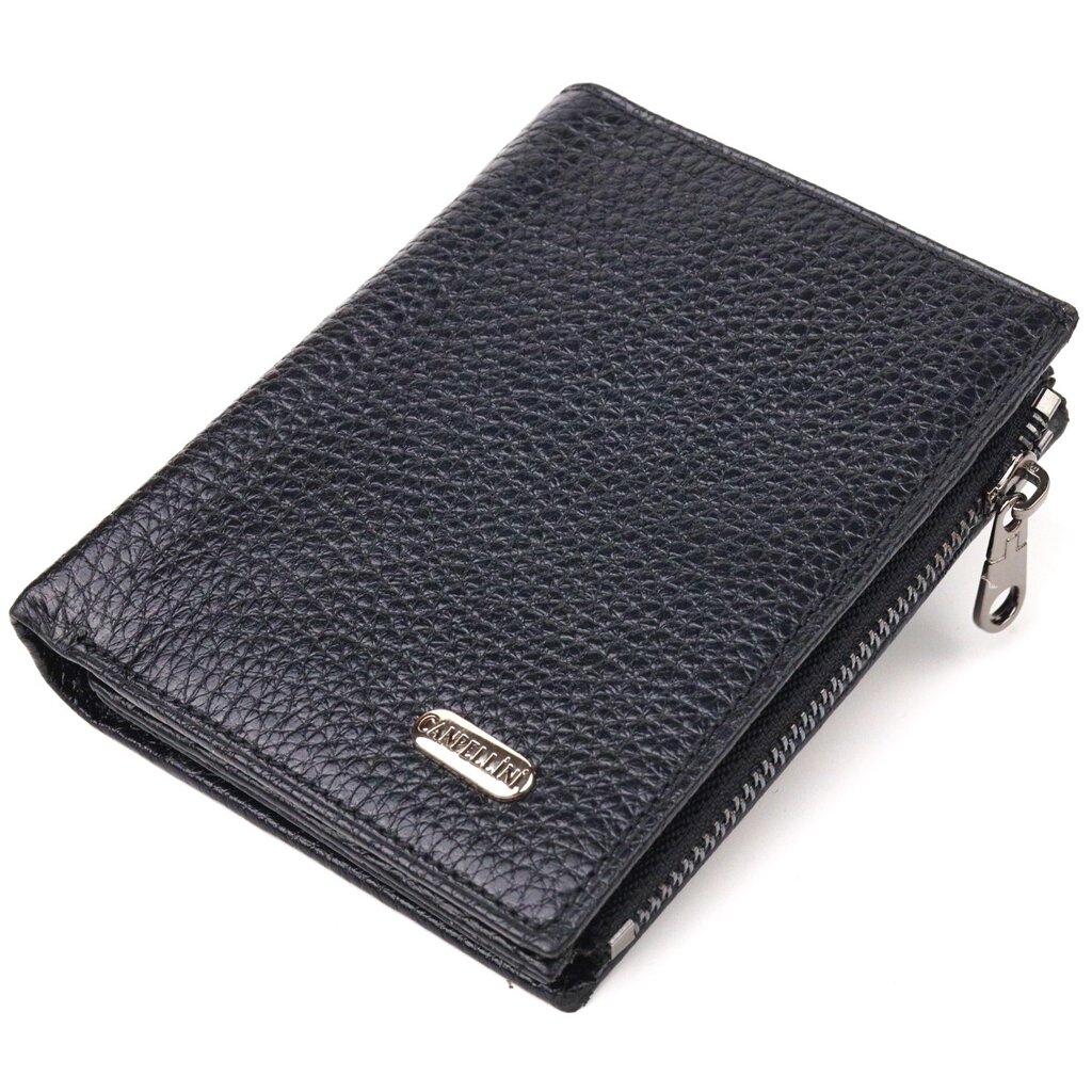 Невеликий вертикальний гаманець із натуральної шкіри CANPELLINI 21671 Чорний від компанії Універсальний Інтернет-магазин POPULAR - фото 1