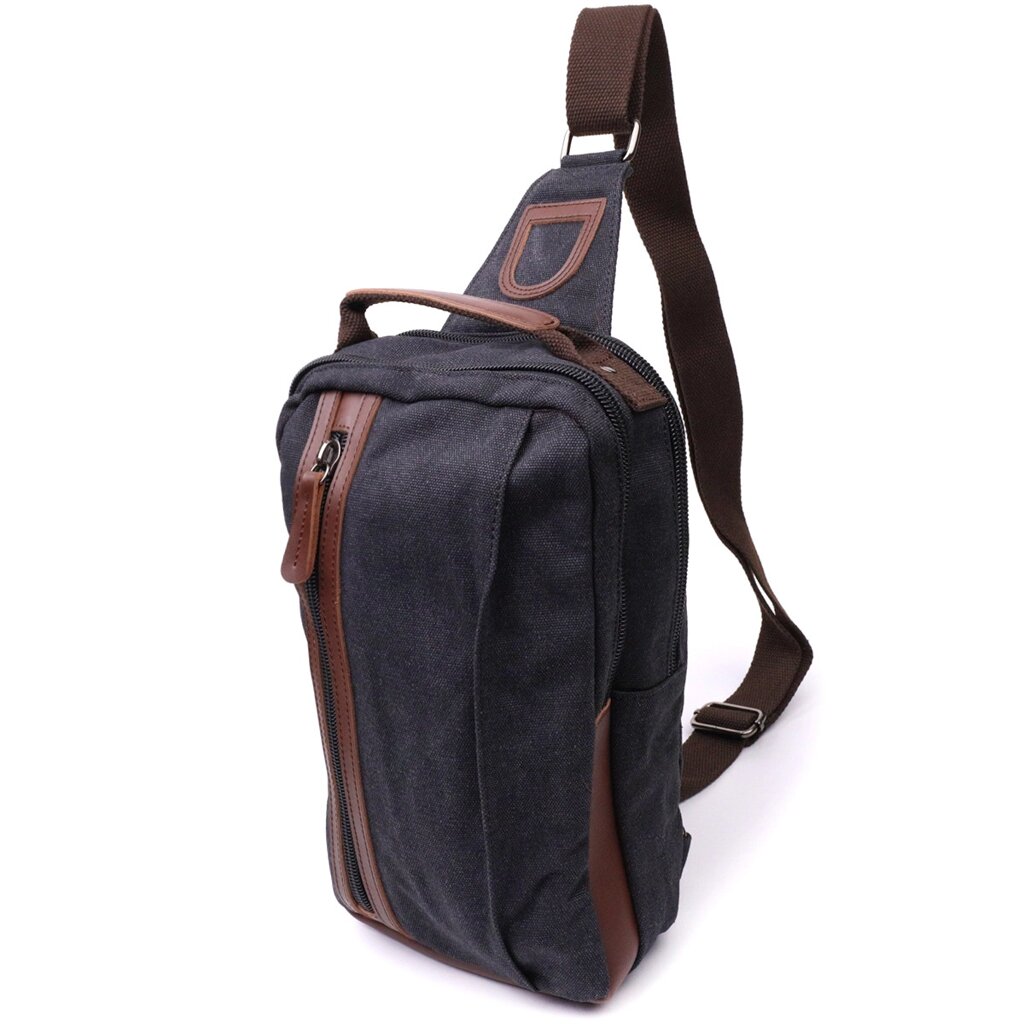 Оригінальна чоловіча сумка через плече зі щільного текстилю Vintage 22192 Чорний від компанії Універсальний Інтернет-магазин POPULAR - фото 1
