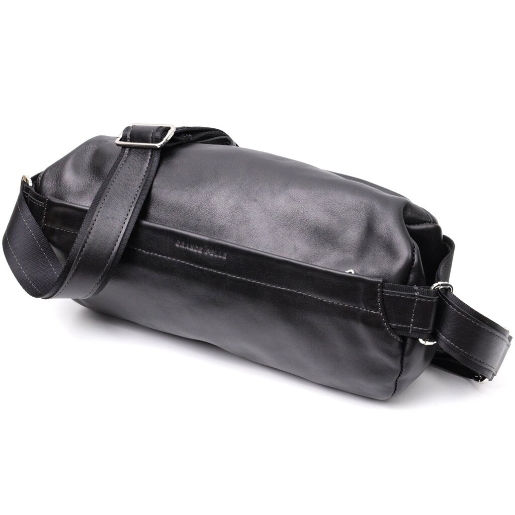 Оригінальна сумка через плече з натуральної шкіри GRANDE PELLE 11649 Чорна від компанії Універсальний Інтернет-магазин POPULAR - фото 1