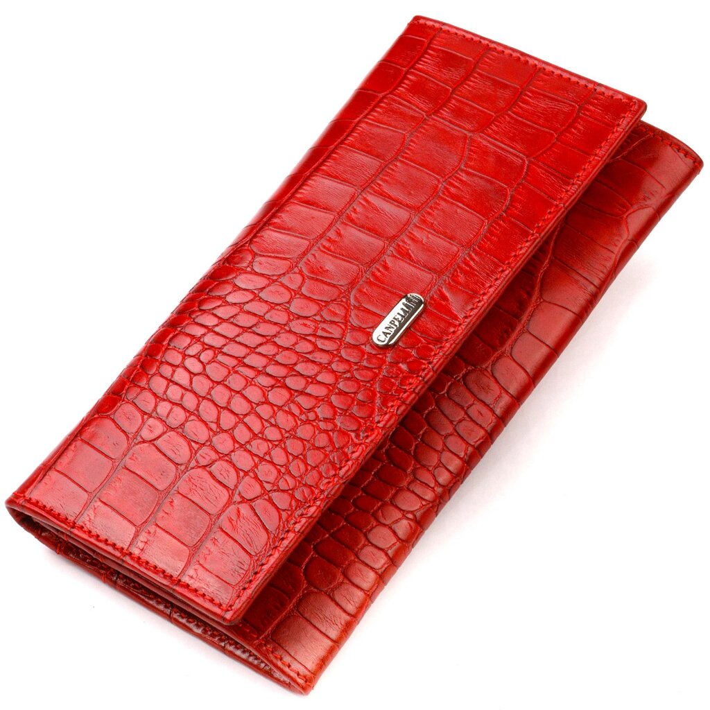 Оригінальний жіночий гаманець із натуральної фактурної шкіри з тисненням під крокодила CANPELLINI 21827 від компанії Універсальний Інтернет-магазин POPULAR - фото 1