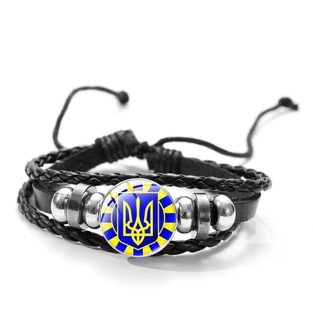 Патріотичний шкіряний браслет з українською символікою «Трезуб» PG105/12 21 см CHSXY від компанії Універсальний Інтернет-магазин POPULAR - фото 1
