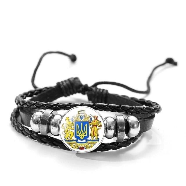 Патріотичний шкіряний браслет з українською символікою «Трезуб» PG105/13 21 см CHSXY від компанії Універсальний Інтернет-магазин POPULAR - фото 1