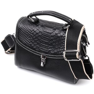 Шкіряна сумка для жінок із цікавою клямкою Vintage 22416 Чорна