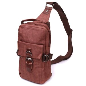 Плечова сумка для чоловіків зі щільного текстилю Vintage 22186 Коричневий