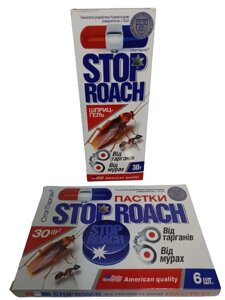 Комплект засобів від тарганів та мурах Stop Roach / Стоп Тарган (Пастки + шприц-гель)