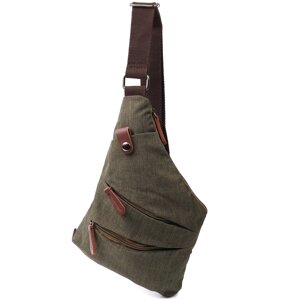 Зручна сумка через плече для чоловіків із текстилю Vintage 22197 Оливковий