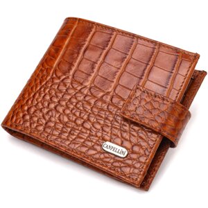 Незвичайний горизонтальний гаманець для чоловіків із натуральної шкіри з тисненням під крокодила CANPELLINI