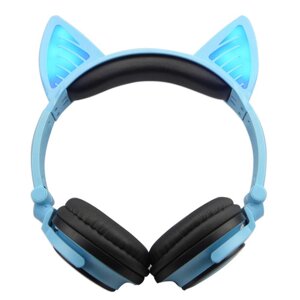 Навушники LINX BL108A Bluetooth навушники з котячими вушками LED Сині