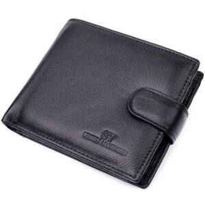 Чоловічий гаманець середнього розміру з натуральної шкіри ST Leather 22444 Чорний