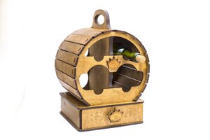 Подарунковий дерев'яний сувенірний набір "Міні-бар Бочка та стопки" ручної роботи