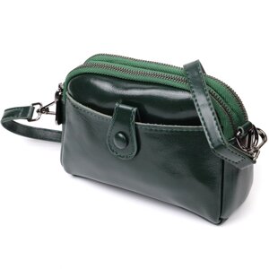 Шкіряна жіноча сумка з глянсовою поверхнею Vintage 22420 Зелений