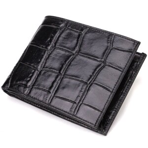 Модний гаманець для чоловіків із натуральної шкіри з тисненням під крокодила CANPELLINI 21925 Чорний