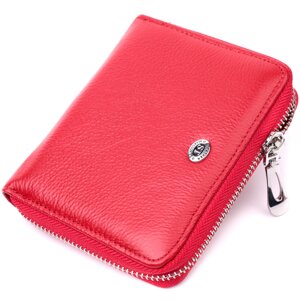 Яскраве портмоне для жінок на блискавці з натуральної шкіри ST Leather 19486 Червоний