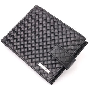 Плетений чоловічий гаманець із натуральної шкіри KARYA 21200 Чорний