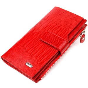 Гарний жіночий гаманець із натуральної фактурної шкіри CANPELLINI 21646 Червоний