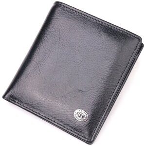 Компактний гаманець для грошей із натуральної гладкої шкіри ST Leather468 Чорний
