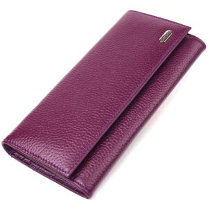 Жіночий місткий гаманець із натуральної зернистої шкіри CANPELLINI 21630 Фіолетовий