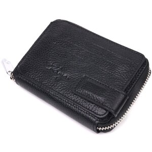 Гарний жіночий гаманець на блискавці з натуральної шкіри KARYA 21343 Чорний