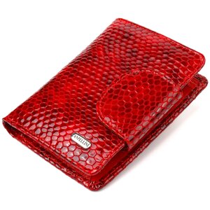 Лакований жіночий гаманець із натуральної шкіри з тисненням під змію CANPELLINI 21682 Червоний