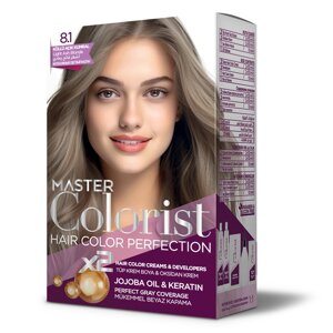 Фарба для волосся Master Colorist 8.1 Попілястий світло-русий, 2x50 мл+2x50 мл+10 мл