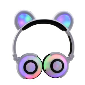 Навушники LINX Bear Ear Headphone Навушники з ведмежими вушками LED підсвічування 350 mAh Білі (SUN1860)