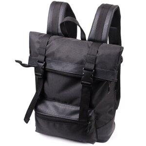Рюкзак для ноутбука зі вставками екошкіри FABRA 22582 Чорний