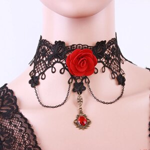 Жіночий ажурний чокер в стилі стимпанк Червона троянда [1707622] Fashion Jewelry