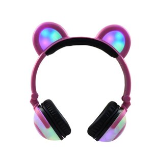 Навушники LINX Bear Ear Headphone Навушники з ведмежими вушками LED підсвічування 350 mAh Рожевий (SUN1862)