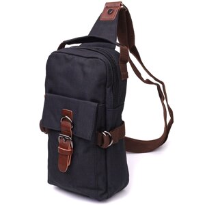 Незвичайна плечова сумка для чоловіків зі щільного текстилю Vintage 22187 Чорний