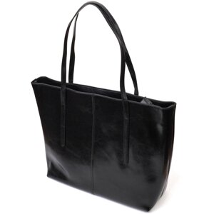 Функціональна сумка-шопер із натуральної шкіри 22095 Vintage Чорна