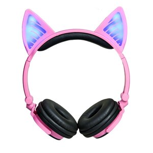 Навушники LINX BL108A Bluetooth навушники з котячими вушками LED Рожеві