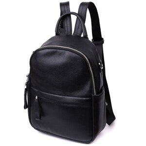 Шкіряний жіночий рюкзак із функцією сумки Vintage 22567 Чорний