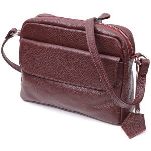 Яскрава жіноча сумка крос-боді з натуральної шкіри GRANDE PELLE 11653 Бордовий
